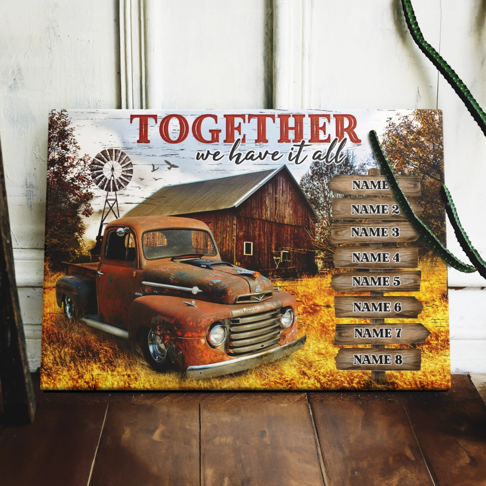 Personalized 'Together We Have It All' Rustic Family Name Canvas Art
