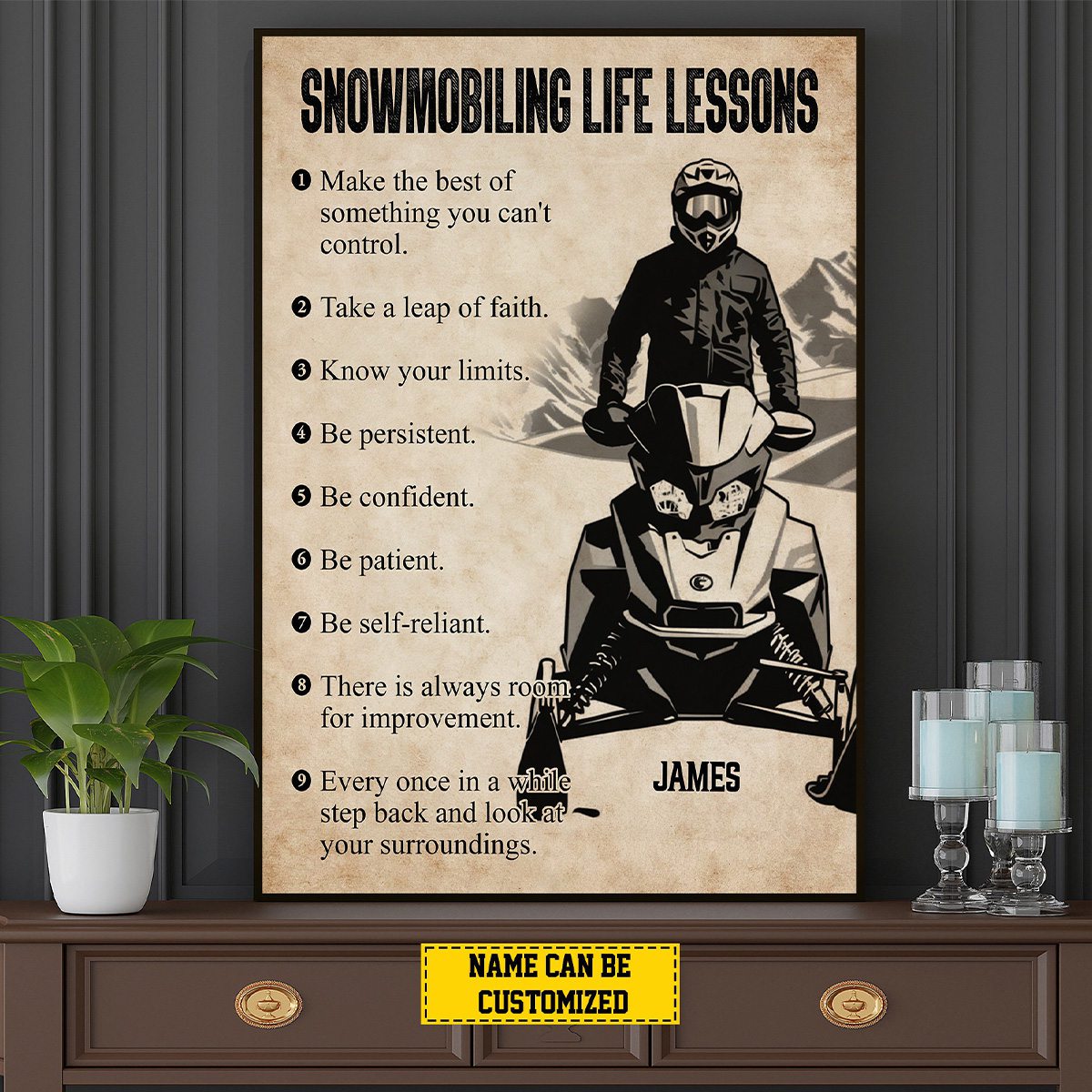 Personalized Snowmobiling Life Lessons Poster / Canvas - Gift for Boys & Men