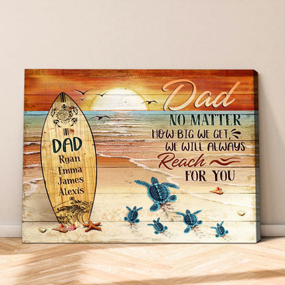 Dad No Matter How Big We Get - Personalized Sea Turtle Canvas / Poster