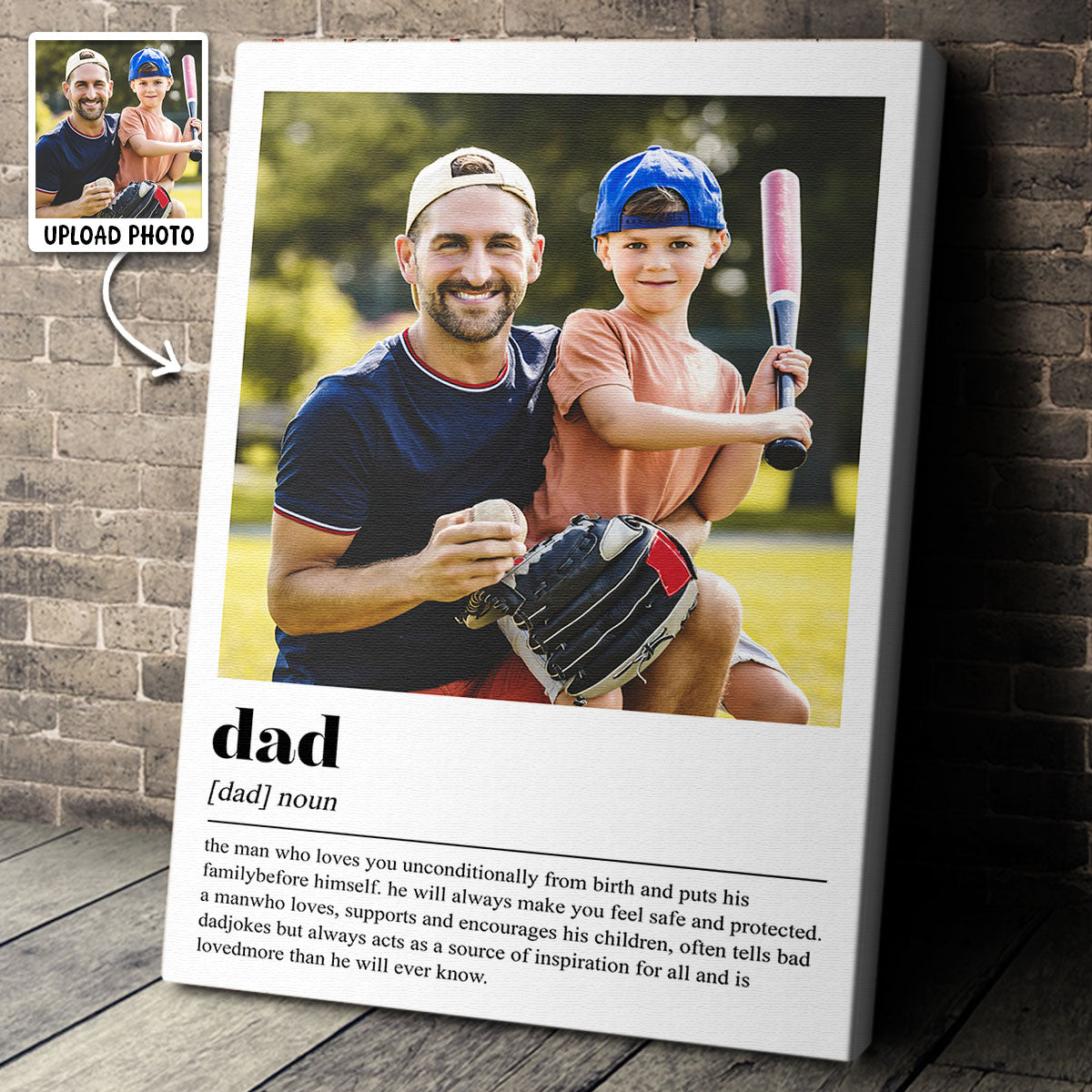 Dad Definition - Personalized Photo Canvas - Perfect Present for Dad Who Just Became a Father