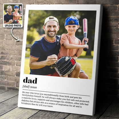 Dad Definition - Personalized Photo Canvas - Perfect Present for Dad Who Just Became a Father