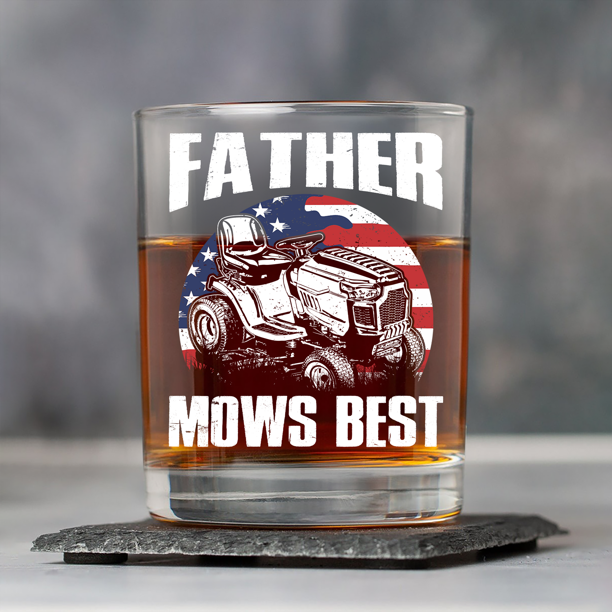 Custom Father Mows Best Retro Whiskey Glass - Father’s Day Photo Gift