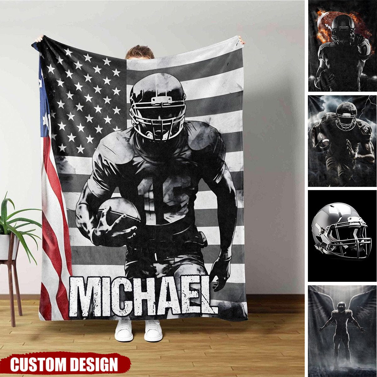 Personalized American Football Blanket - Gift for Football Lovers