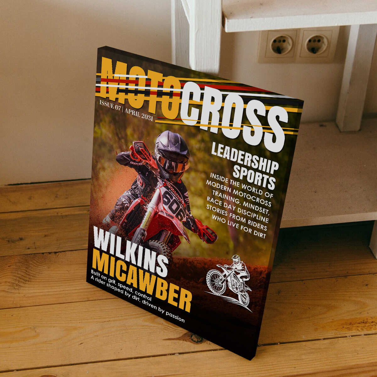 Personalized Motocross Magazine Cover Poster / Canvas - Custom Dirt Bike Rider Photo Gift for MX Lovers