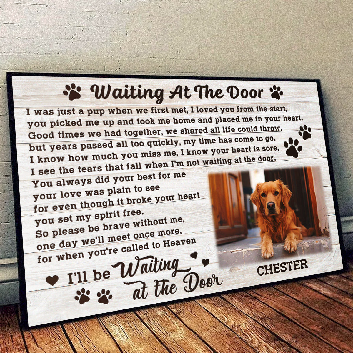 Waiting At The Door - Personalized Pet Portrait Canvas / Poster