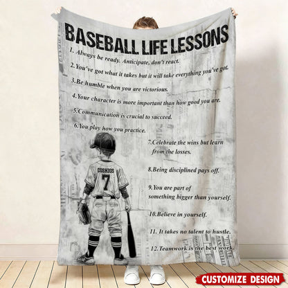 Baseball Life Lessons - Personalized Baseball Blanket