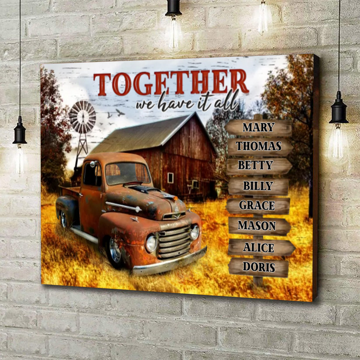 Personalized 'Together We Have It All' Rustic Family Name Canvas Art