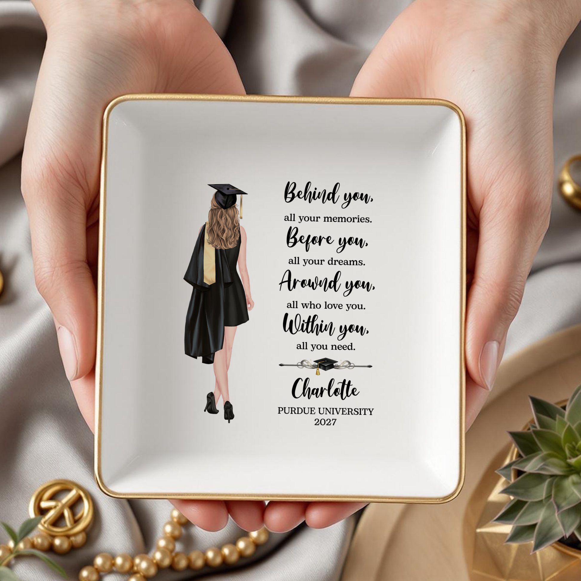 Personalized Graduation Jewelry Dish - Class of 2026 Gift for Her