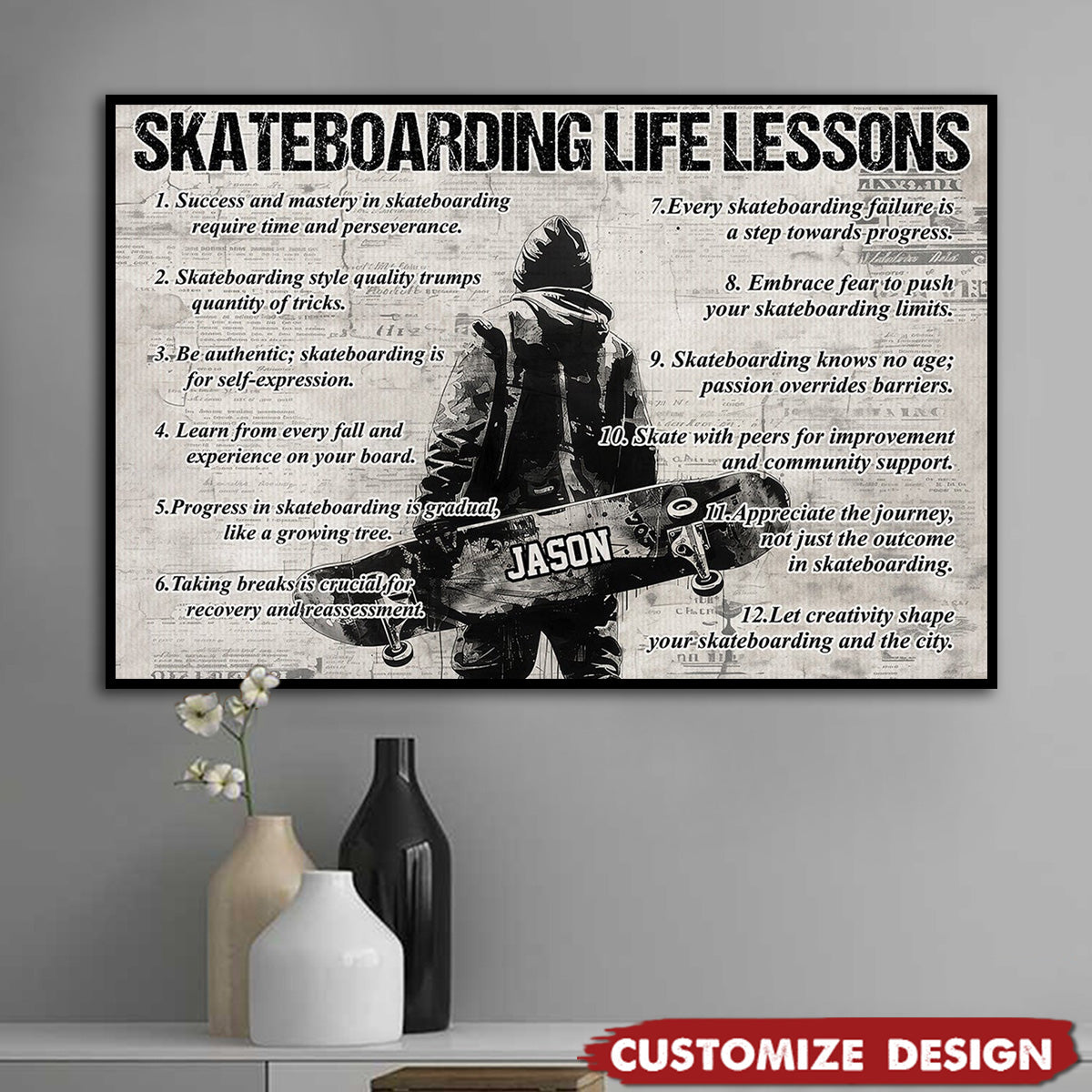 Personalized Skateboarding Life Lessons Poster / Canvas - Gift For Skateboarding Lovers