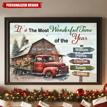 Merry Christmas Sign Family - Personalized Custom Christmas Decor Poster / Canvas