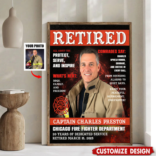 Personalized Firefighter Magazine Cover Poster / Canvas - Custom Gift for Fireman