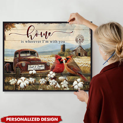 Personalized Rustic With Cardinals And Vintage Truck Poster / Canvas - Custom Romantic Gift for Couples