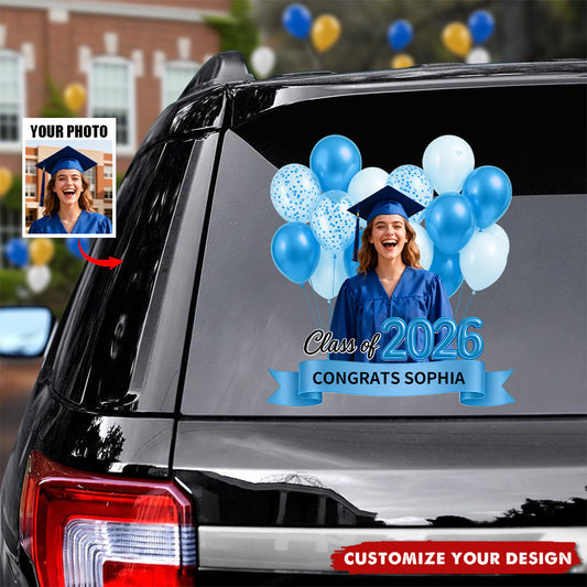Personalized Photo Car Window Decal - Class of 2026 Graduation Sticker