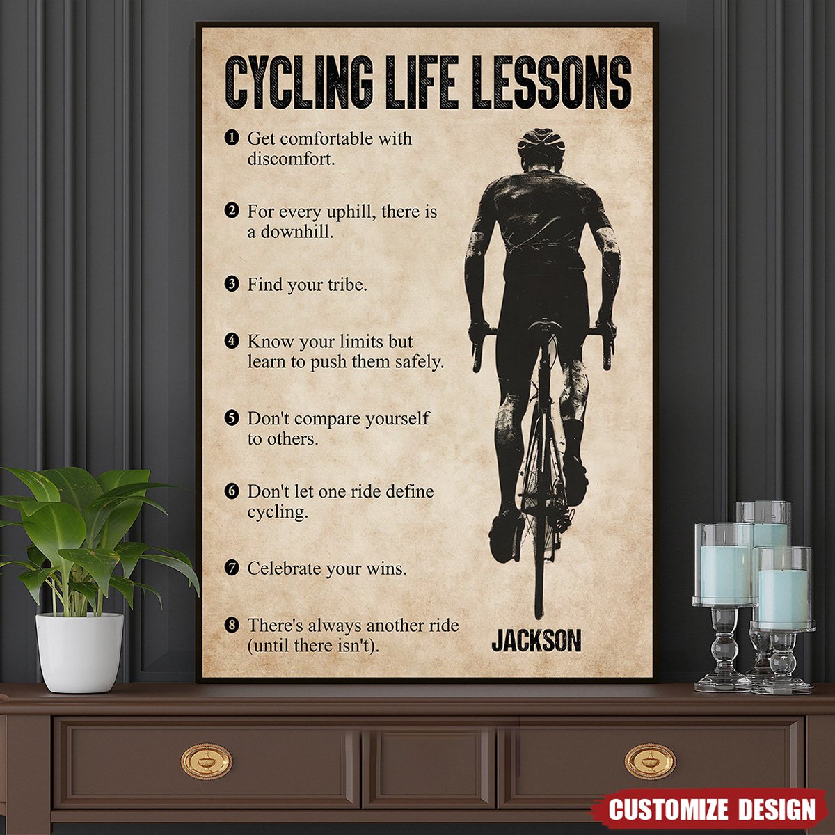 Personalized Cycling Life Lessons Poster / Canvas - Custom Gift For Cycling Lovers