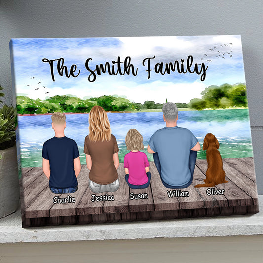 "The [Family Name] Family" Personalized Lakeside Canvas Art Gift