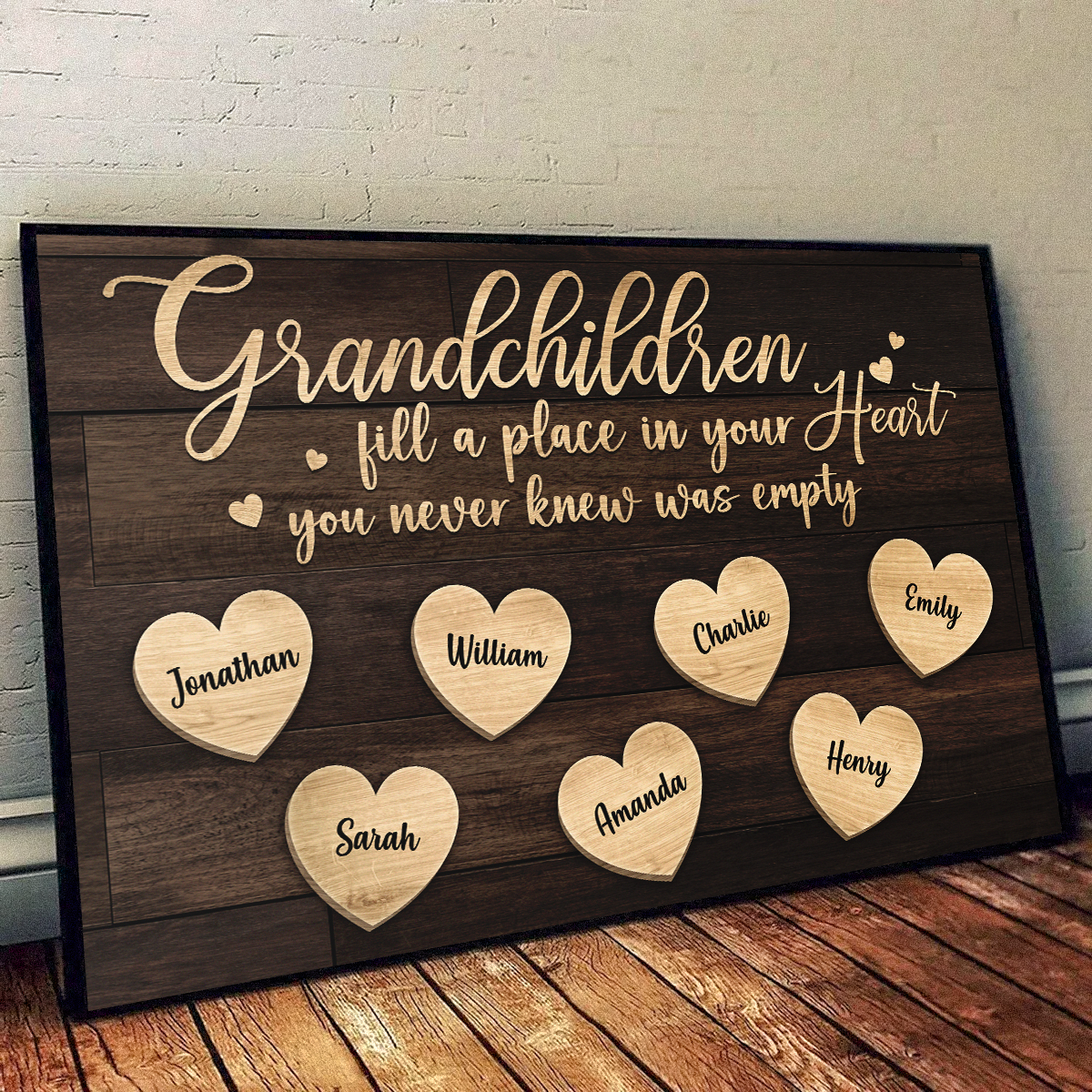 Heartfelt Personalized Canvas: "Grandchildren Fill Your Heart" for Grandparents
