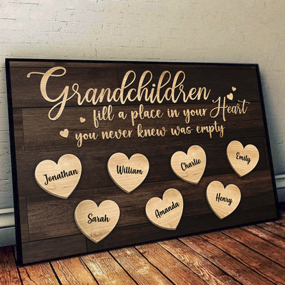 Heartfelt Personalized Canvas: "Grandchildren Fill Your Heart" for Grandparents