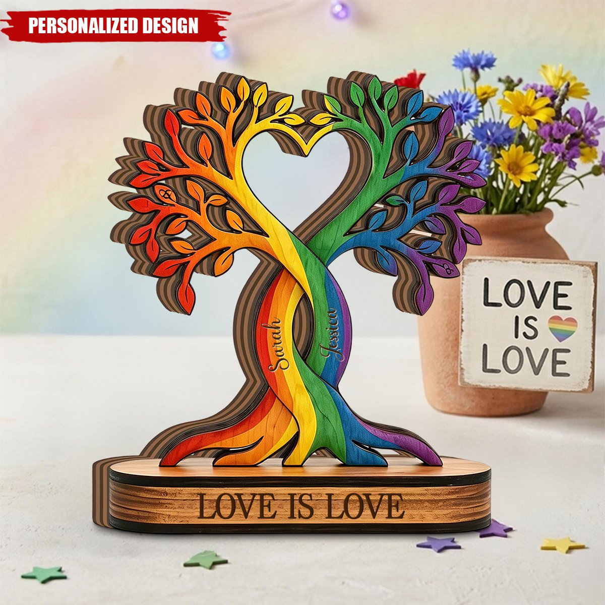 Custom Lgbtq Tree Of Life Plaque for Couples with personalized design details for meaningful gifting