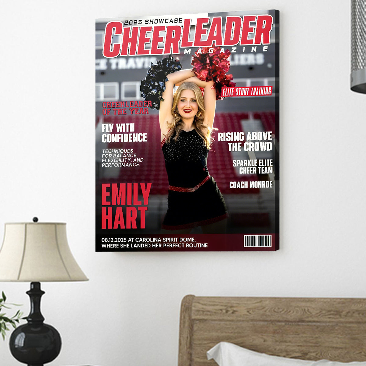 Personalized Cheerleader Magazine Cover Canvas / Poster - Custom Cheer Gift