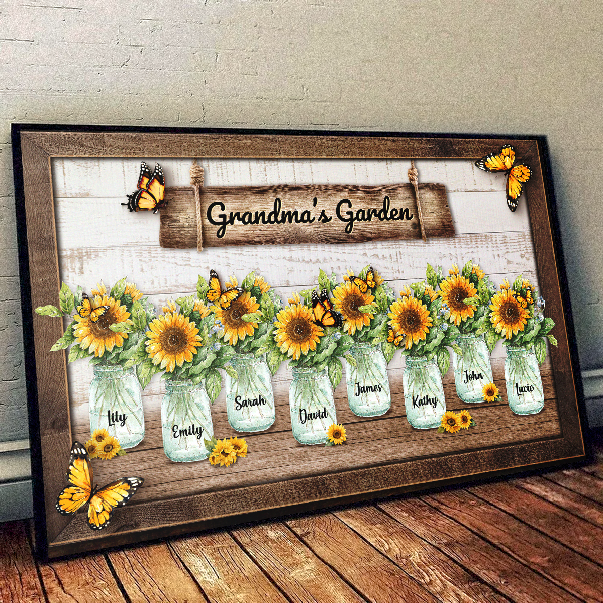 Personalized Customized Grandma's Sunflowers Garden Canvas / Poster - Custom Gift For Family Members