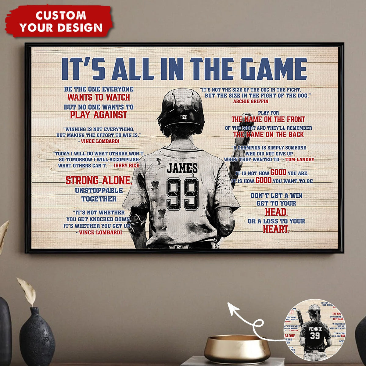 “It’s All In The Game” Personalized Softball Poster / Canvas - Custom Gift for Softball Lovers