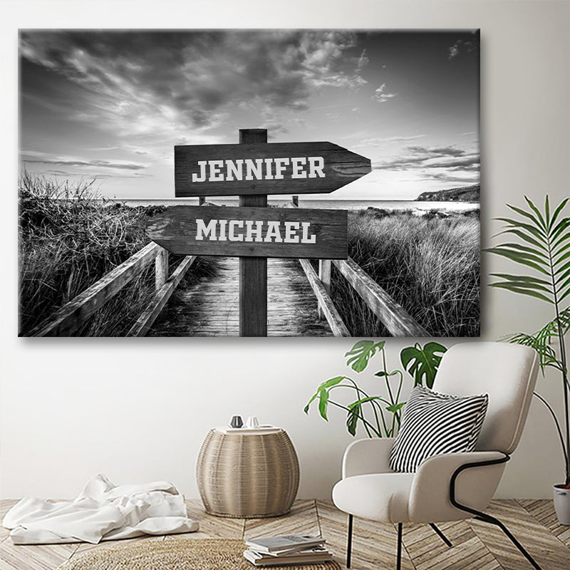 Our Names Are Recorded Next To The Ocean - Personalized Custom Canvas / Poster Wall Art