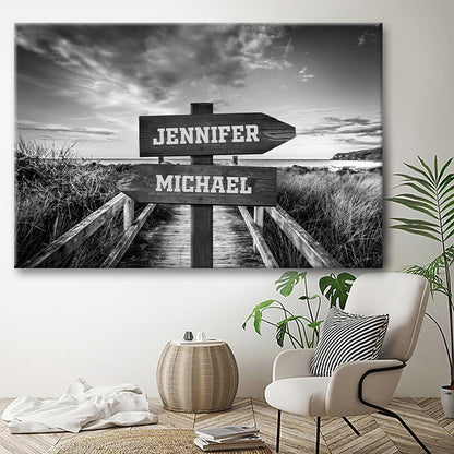 Our Names Are Recorded Next To The Ocean - Personalized Custom Canvas / Poster Wall Art