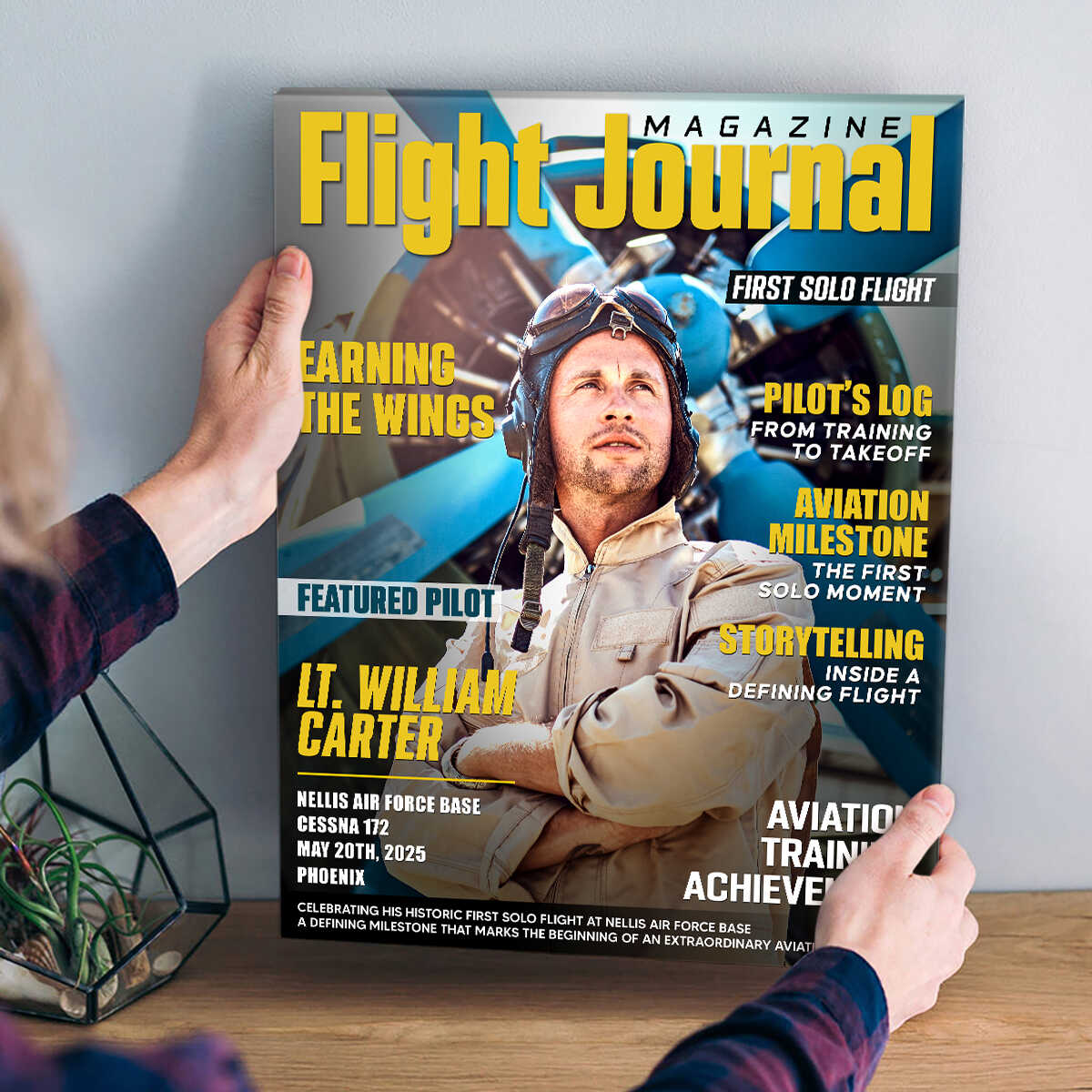 Personalized Pilot “Magazine Cover” Canvas / Poster - Custom Aviation Flight Journal Gift