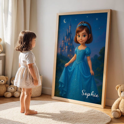 Blue Princess Custom Poster - Magical Birthday Gift for Daughter & Granddaughter