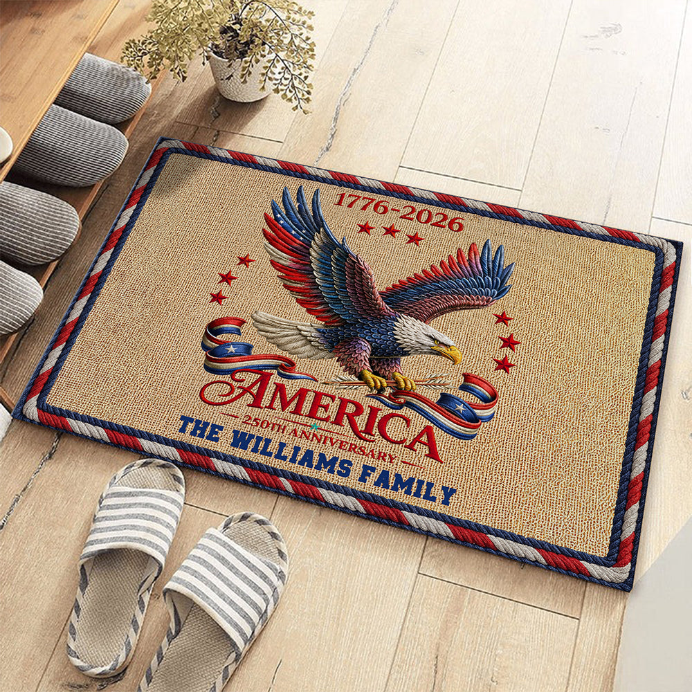American Eagle 250th Anniversary 1776–2026 - Personalized Custom Family Name Doormat