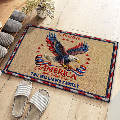 American Eagle 250th Anniversary 1776–2026 - Personalized Custom Family Name Doormat