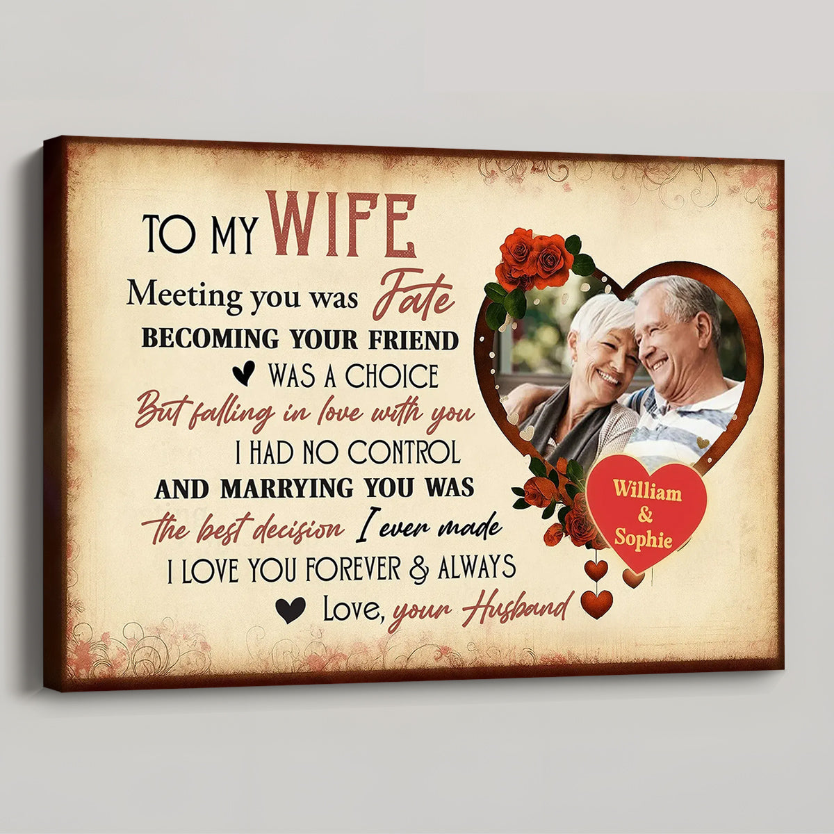 To My Wife - Meeting You Was Fate- Personalized Custom Canvas / Poster