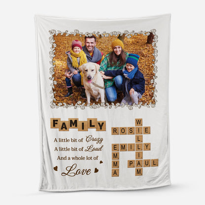 Personalized Family Blanket - Custom Crossword Puzzle with Photo Design