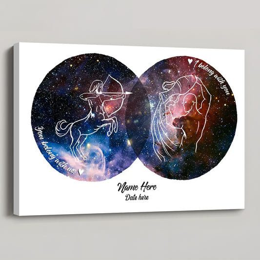 Zodiac Couple Star Signs - Personalized Custom Love Canvas / Poster
