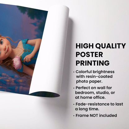 Blue Princess Custom Poster - Magical Birthday Gift for Daughter & Granddaughter
