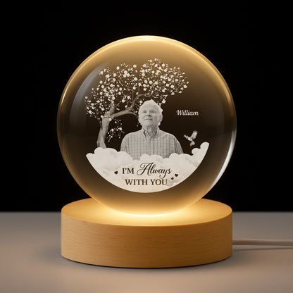 Personalised Photo Memorial Crystal Ball Lamp - Custom Gift for Loss of Dad