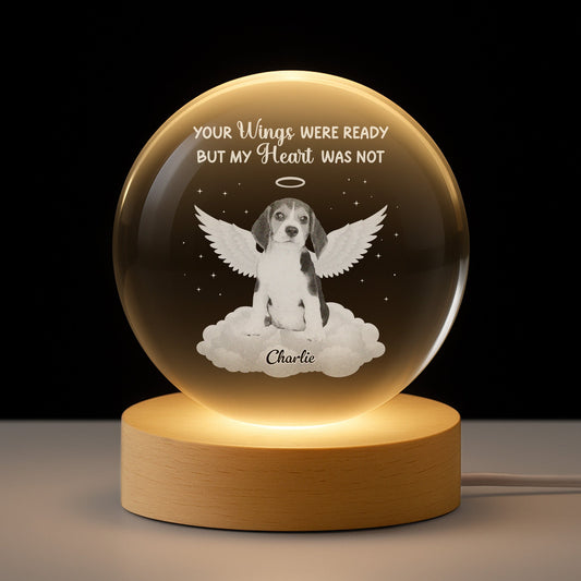 Personalised Dog Memorial Photo Crystal Ball Lamp - Sympathy Gift for Dog Lovers