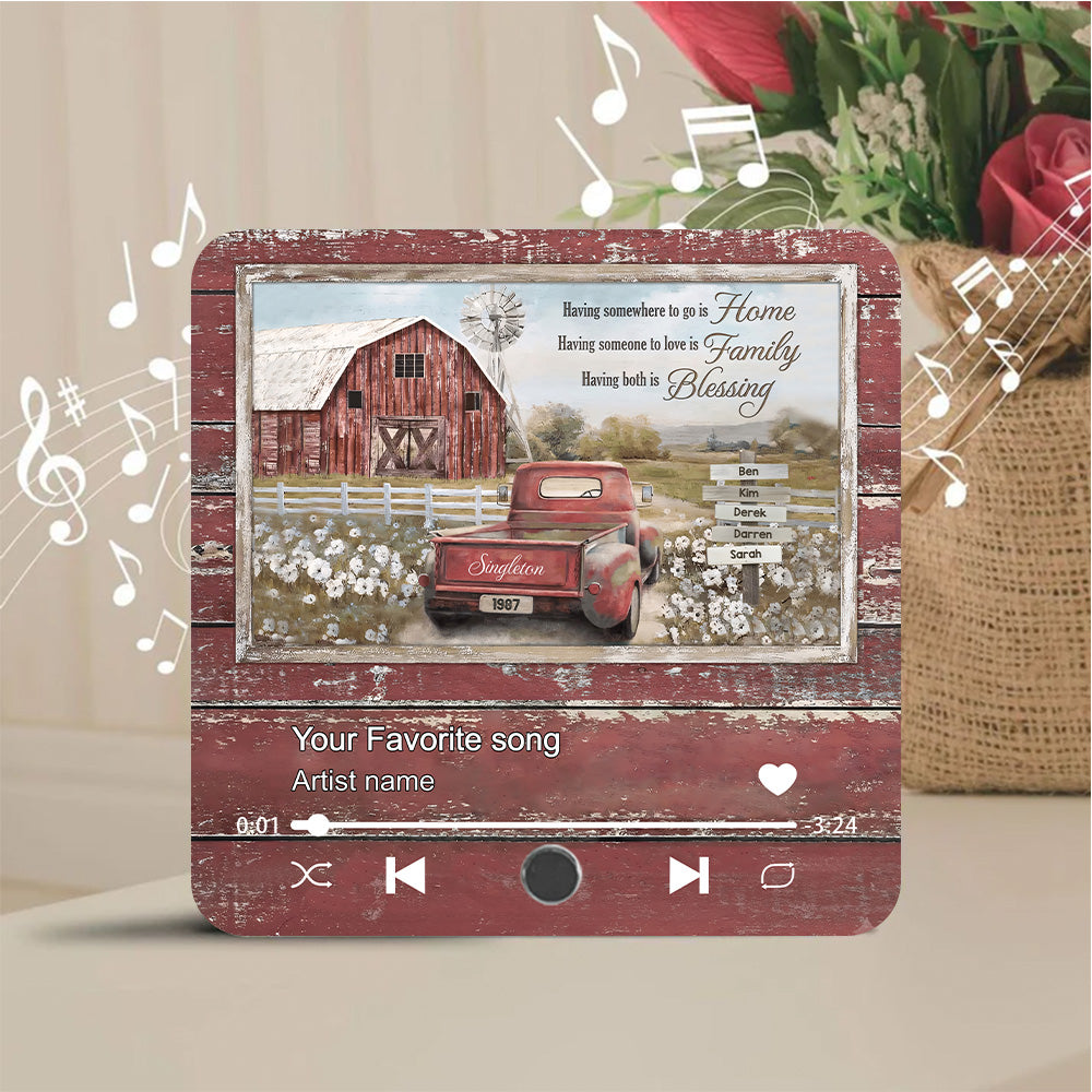 Personalized Family Farm Sign - Custom Name Acrylic Music Magnet