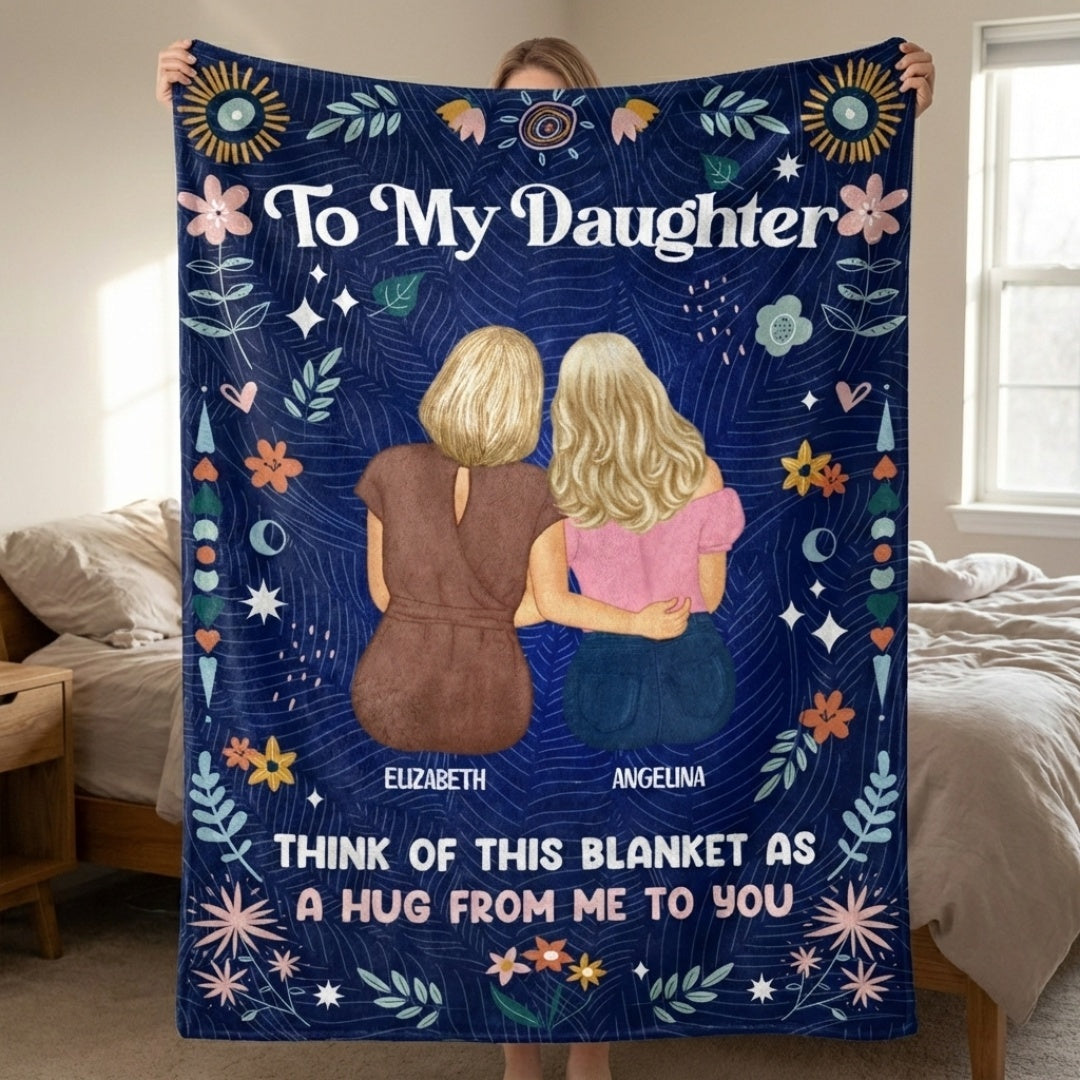Custom Mother Daughter Blanket: 'A Hug From Me To You' Keepsake Gift