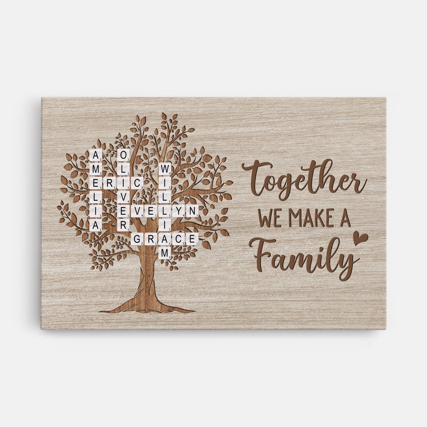 Together We Make a Family - Personalised Custom Crossword Canvas / Poster