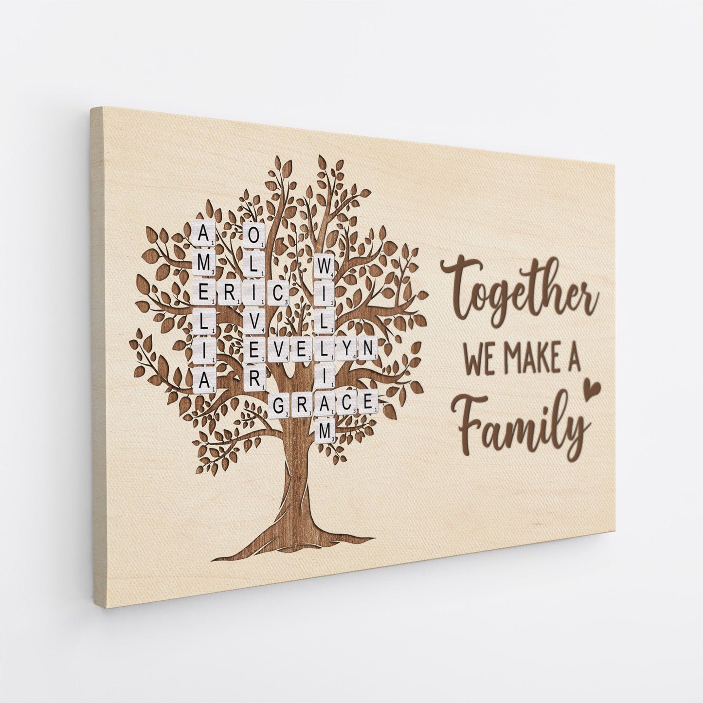 Together We Make a Family - Personalised Custom Crossword Canvas / Poster