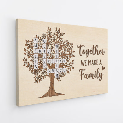 Together We Make a Family - Personalised Custom Crossword Canvas / Poster