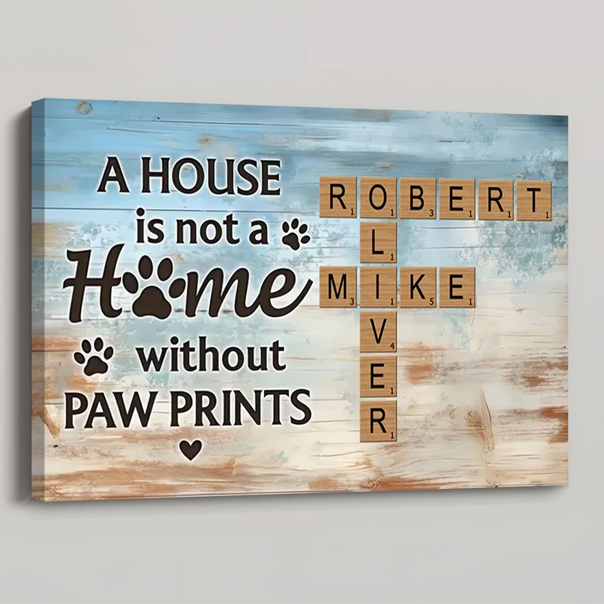 Paw Print Puzzle: Personalized Horizontal Poster / Canvas - Pet Crossword Art for Animal Lovers