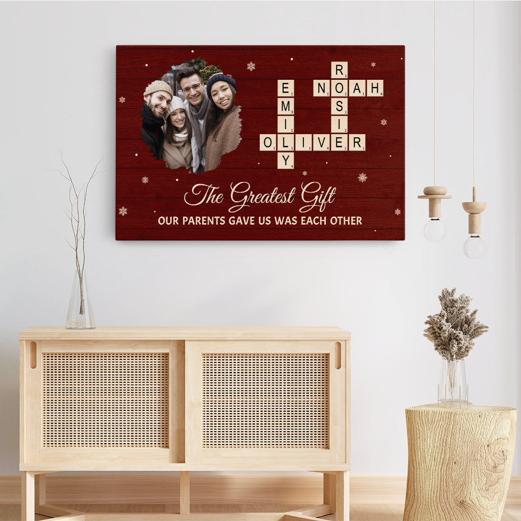 Personalized Family Crossword Canvas / Poster - Custom Wall Art with Photo & Names