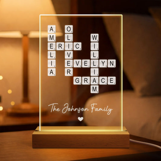 Personalized Crossword Night Light - Custom Gifts For The Whole Family