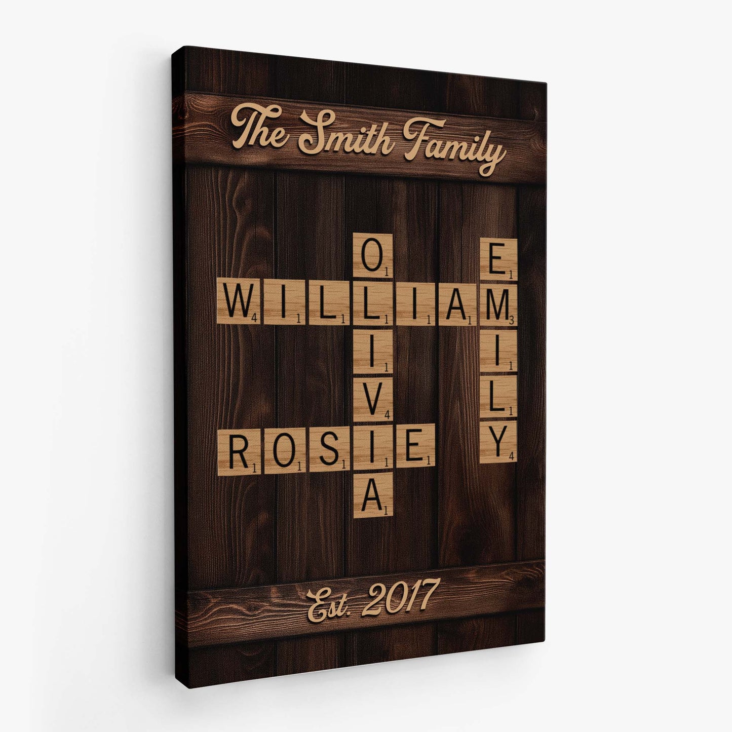 Personalised Family Crossword Canvas / Poster - Custom Names & Year