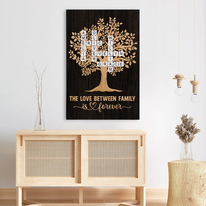Personalised Family Crossword Canvas / Poster - Custom Family Wall Art
