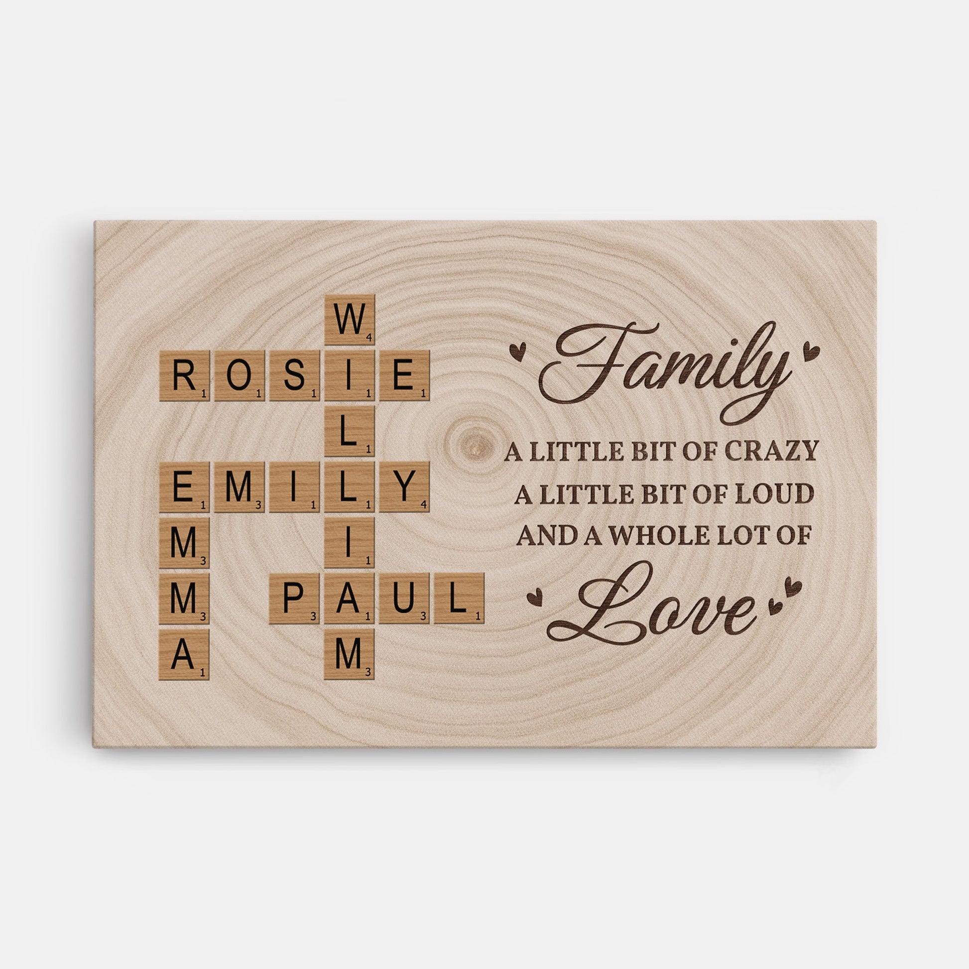 A Little Bit of Crazy - Personalised Family Crossword Canvas / Poster