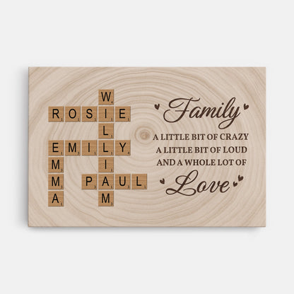 A Little Bit of Crazy - Personalised Family Crossword Canvas / Poster