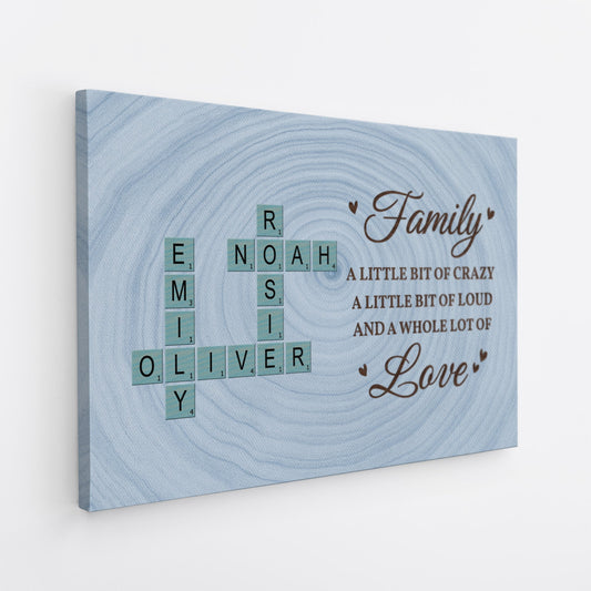 A Little Bit of Crazy - Personalised Family Crossword Canvas / Poster